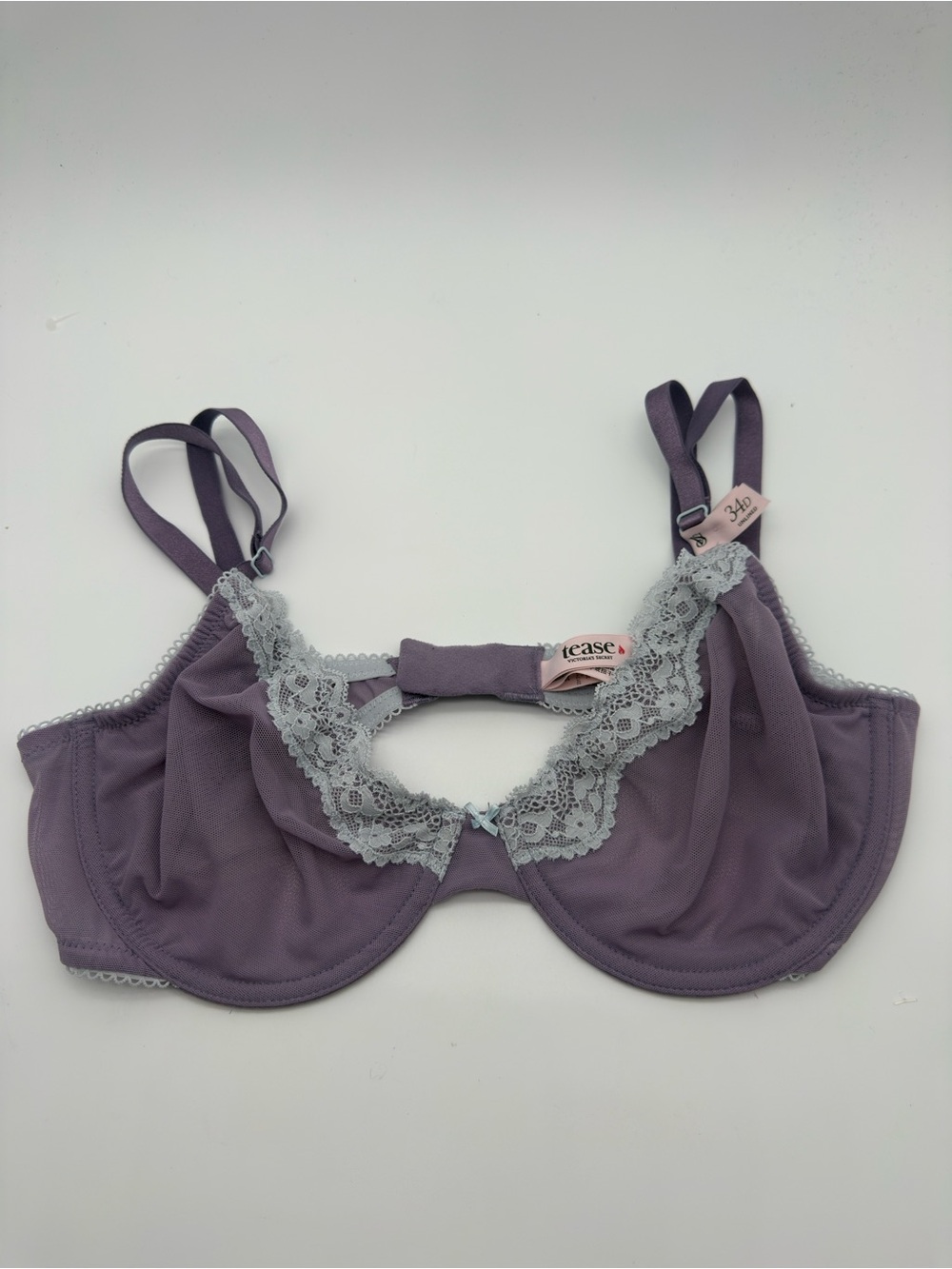Victoria's Secret Lavender and Gray Lace Underwire Bra 34D